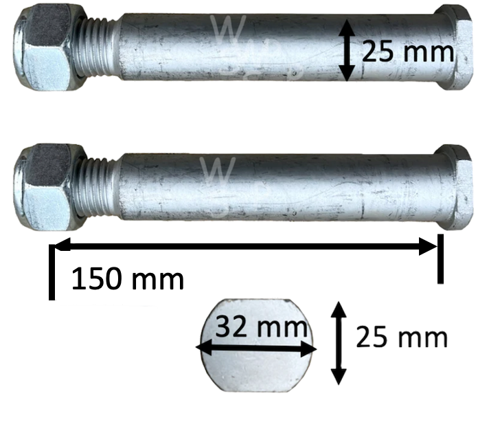 Mini Digger Bucket Pins 25mm (Set of 2)