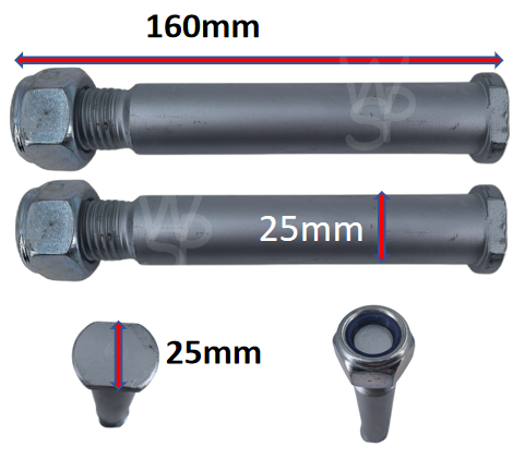 Bucket Pin Set Mini Digger Bucket Pins 25mm Oval (Set of 2)