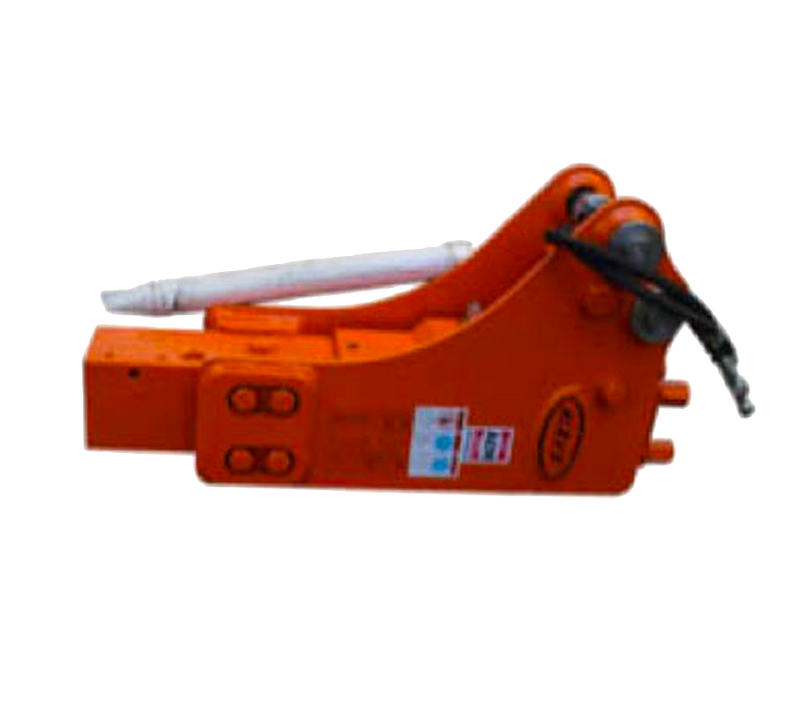 Mini Digger Breaker. Powerful breaker suitable for most mini diiggers. Fitted with 25mm pin mounting, comes ready to mounted and ready for use.  Pins 25mm Dipper Gap 90 mm Pin Centres 86 mm Specifications  Body weight 53kg, Operating pressure, 1280 - 1704psi, Hydraulic flow rate 15-25 l/min, Impact frequency 800-1400bpm, Diameter of hose 12.7mm.
