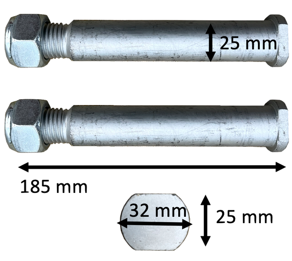 Mini Digger Cylinder Pins 185mm Oval Head (Set 2)