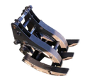 Log Grab attachment for Mini Digger, made from high quality steel. 25mm Pins 86mm Between Pin Centres 90mm Dipper Gap