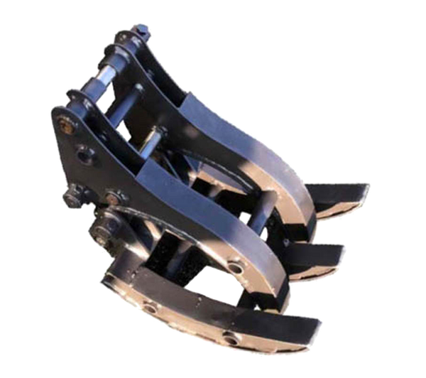 Log Grab attachment for Mini Digger, made from high quality steel. 25mm Pins 86mm Between Pin Centres 90mm Dipper Gap